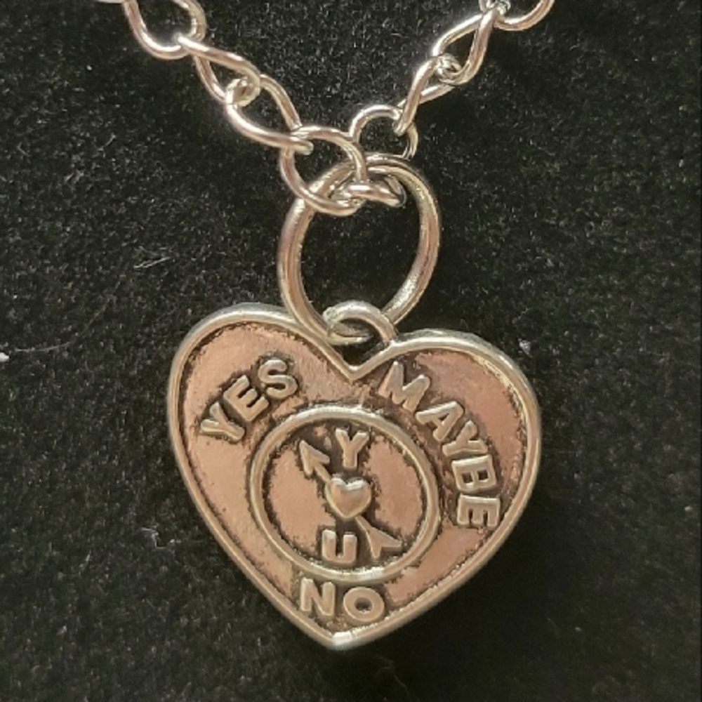 Elegant Silver Heart Pendant With 3 Answers Necklace
